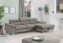 COTTA Ecksofa »Komaris L-Form, B: 244 cm« mit Kopfteilverstellung, optional Schlaffunktion, Bettkasten & Licht
