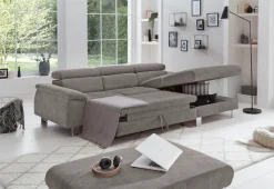 COTTA Ecksofa »Komaris L-Form, B: 244 cm« mit Kopfteilverstellung, optional Schlaffunktion, Bettkasten & Licht