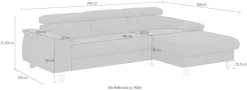 COTTA Ecksofa »Komaris L-Form, B: 244 cm« mit Kopfteilverstellung, optional Schlaffunktion, Bettkasten & Licht