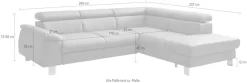 COTTA Ecksofa »Komaris L-Form, B: 249 cm« mit Kopfteilverstellung, optional Schlaffunktion, Bettkasten & Licht