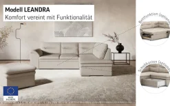 COTTA Ecksofa »Leandra L-Form« wahlweise mit Schlaffunktion & Bettkasten