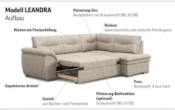 COTTA Ecksofa »Leandra L-Form« wahlweise mit Schlaffunktion & Bettkasten