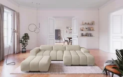 COTTA Ecksofa »Orion L-Form, B: 307 cm, moderne Steppung, bequeme Wellenunterfederung« 2x Kopfteilverstellung & 3 Nierenkissen