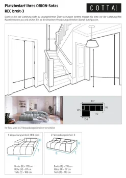COTTA Ecksofa »Orion L-Form, B: 307 cm, moderne Steppung, bequeme Wellenunterfederung« 2x Kopfteilverstellung & 3 Nierenkissen