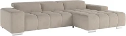 COTTA Ecksofa »Orion L-Form, B: 307 cm, moderne Steppung, bequeme Wellenunterfederung« 2x Kopfteilverstellung & 3 Nierenkissen
