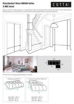 COTTA Ecksofa »Orion L-Form, B: 310 cm, moderne Steppung, bequeme Wellenunterfederung« Kopfteilverstellung & 5 Nierenkissen
