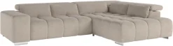 COTTA Ecksofa »Orion L-Form, B: 310 cm, moderne Steppung, bequeme Wellenunterfederung« Kopfteilverstellung & 5 Nierenkissen