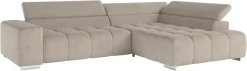 COTTA Ecksofa »Orion L-Form, B: 310 cm, moderne Steppung, bequeme Wellenunterfederung« Kopfteilverstellung & 5 Nierenkissen