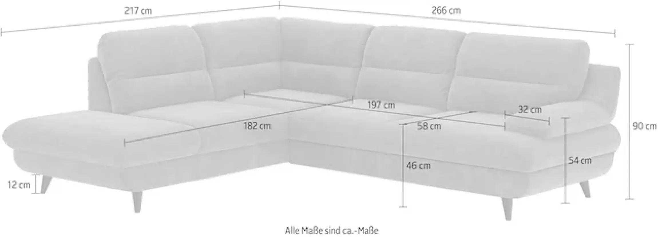 COTTA Ecksofa »Pike L-Form, B: 266 cm« optional Schlaffunktion & Bettkasten