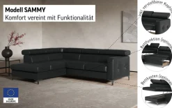 COTTA Ecksofa »Sammy L-Form« mit Kopfteilverstellung, wahlweise mit Schlaffunktion & Bettkasten