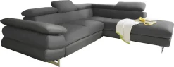 COTTA Ecksofa »Solution L-Form, Design Sofa, bequeme Wellenunterfederung, Design Fuß« mit Arm- & Kopfteilverstellung, wahlweise mit Schlaffunktion