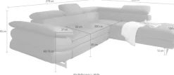 COTTA Ecksofa »Solution L-Form, Design Sofa, bequeme Wellenunterfederung, Design Fuß« mit Arm- & Kopfteilverstellung, wahlweise mit Schlaffunktion