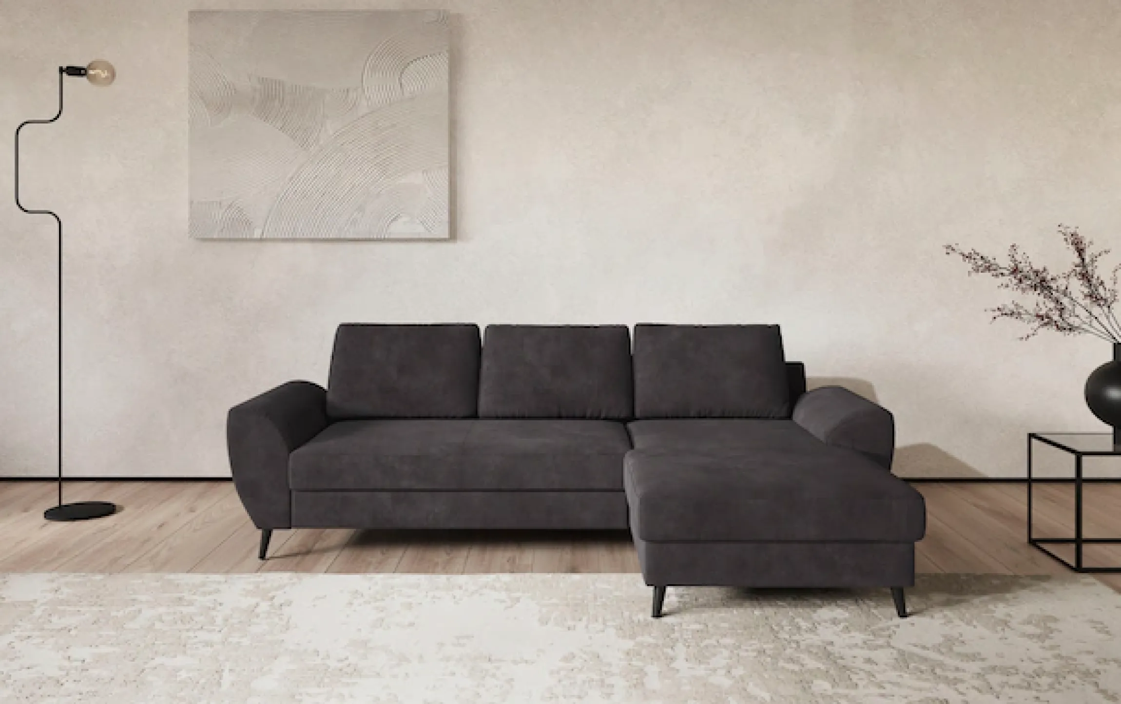 COTTA Ecksofa »Terra L-Form, B: 255cm, Top Sitzkomfort durchWellenunterfederung und« PUR-Schaum, optional mit Schlaffunktion, Liegefläche: 200x137cm