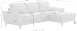 COTTA Ecksofa »Terra L-Form, B: 255cm, Top Sitzkomfort durchWellenunterfederung und« PUR-Schaum, optional mit Schlaffunktion, Liegefläche: 200x137cm