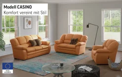 COTTA Polstergarnitur »Casino, 3tlg. Set, Sofa Wohnzimmer Garnitur, Wellenunterfederung« Set, 3 tlg. Sessel, 2-Sitzer, 2,5-Sitzer, hohe Rückenlehne
