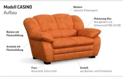 COTTA Polstergarnitur »Casino, 3tlg. Set, Sofa Wohnzimmer Garnitur, Wellenunterfederung« Set, 3 tlg. Sessel, 2-Sitzer, 2,5-Sitzer, hohe Rückenlehne