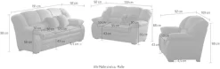 COTTA Polstergarnitur »Casino, 3tlg. Set, Sofa Wohnzimmer Garnitur, Wellenunterfederung« Set, 3 tlg. Sessel, 2-Sitzer, 2,5-Sitzer, hohe Rückenlehne