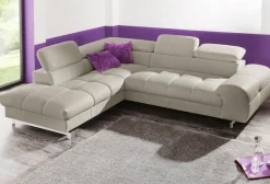 COTTA Polstergarnitur »Chef L-Form« Set,Set bestehend aus: Ecksofa mit Kopfteilverstellung & Hocker