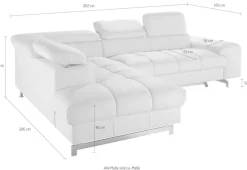 COTTA Polstergarnitur »Chef L-Form« Set,Set bestehend aus: Ecksofa mit Kopfteilverstellung & Hocker