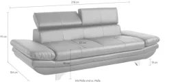 COTTA Polstergarnitur »Enterprise« Set,Set bestehend aus: 2-Sitzer mit Kopfteilverstellung & Hocker