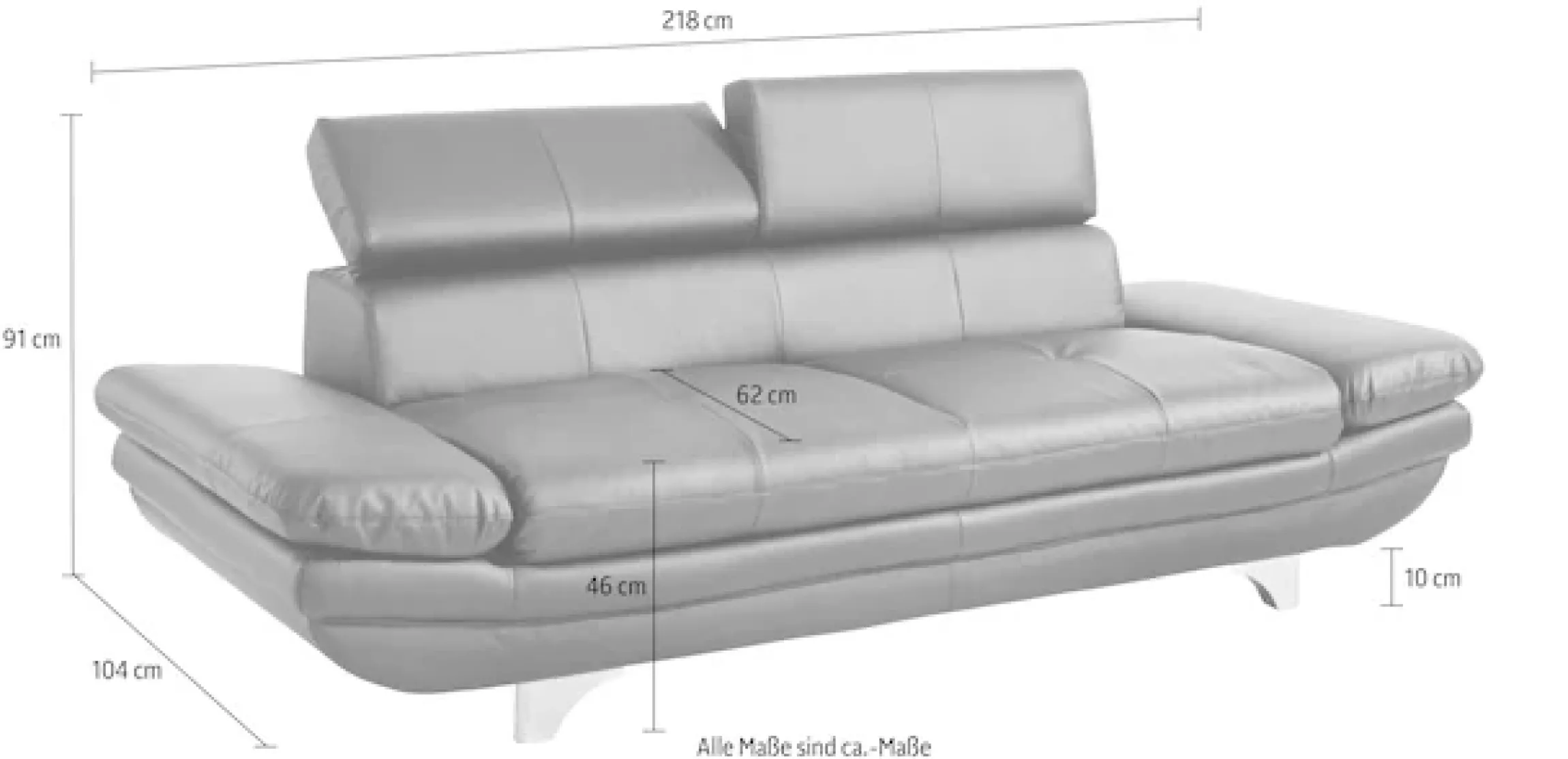 COTTA Polstergarnitur »Enterprise« Set,Set bestehend aus: 2-Sitzer mit Kopfteilverstellung & Hocker