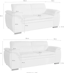 COTTA Polstergarnitur »Leandra« Set bestehend aus: 2-Sitzer & 2,5-Sitzer
