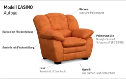 COTTA Polstergarnitur »Set Casino, klassische Wohnzimmergarnitur, Leder, Wellenunterfederung« Set, 3 tlg. Sessel, 2-Sitzer, 2,5-Sitzer, hohe Rückenlehne