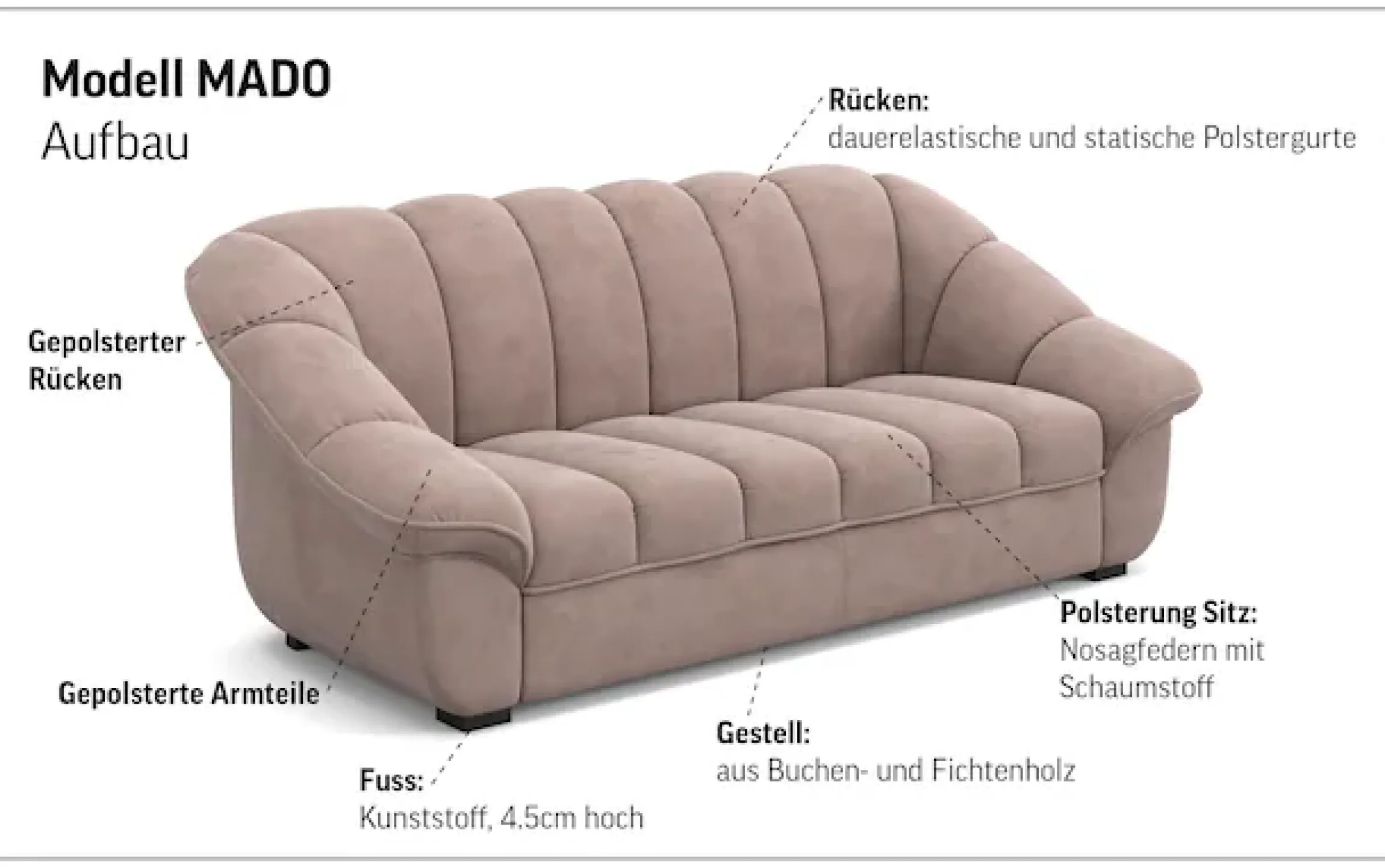 COTTA 3-Sitzer »Mado, Breite 215 cm« verschiedene Sofas individuell kombinierbar