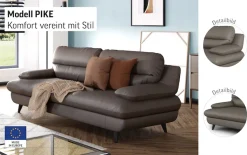COTTA 3-Sitzer »Pike, B: 218 cm« mit Metallfüße, wahlweise auch in Echtleder