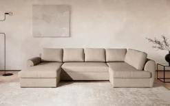 COTTA Wohnlandschaft »Drift U-Form Sofa mit Ottomane, B: 327 cm« optional auch mit Schlaffunktion, Wellenunterfederung