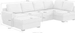COTTA Wohnlandschaft »Drift U-Form Sofa mit Ottomane, B: 327 cm« optional auch mit Schlaffunktion, Wellenunterfederung