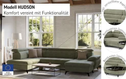 COTTA Wohnlandschaft »Hudson« mit Kopfteilverstellung, optional Schlaffunktion & Bettkasten