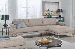 Creation BY ROLF BENZ Ecksofa »CR.450, Designecksofa, L-Form« Armlehne Schnecke modern Landhaus, Breite 262 cm, Fuß Nussbaum