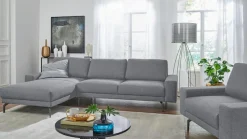 Creation BY ROLF BENZ Ecksofa »CR.450, Designecksofa, L-Form« Armlehne breit und niedrig, Alugussfüße in umbragrau, Breite 274 cm