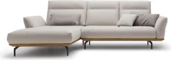Creation BY ROLF BENZ Ecksofa »CR.460 Designsofa, verstellbare Rückenlehne, hochwertig & bequem« Sockel in Nussbaum, Winkelfüße in Umbragrau, Breite 298 cm