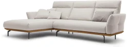 Creation BY ROLF BENZ Ecksofa »CR.460 Designsofa, verstellbare Rückenlehne, hochwertig & bequem« Sockel in Nussbaum, Winkelfüße in Umbragrau, Breite 298 cm