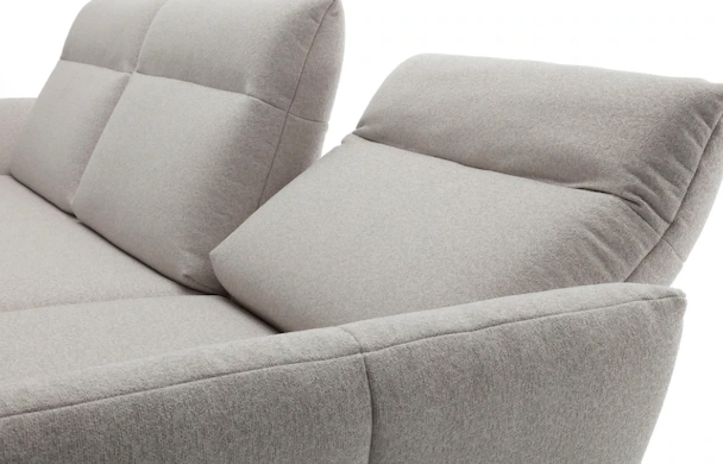 Creation BY ROLF BENZ Ecksofa »CR.460 Designsofa, verstellbare Rückenlehne, hochwertig & bequem« Sockel in Nussbaum, Winkelfüße in Umbragrau, Breite 298 cm
