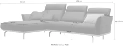 Creation BY ROLF BENZ Ecksofa »CR.460 Designsofa, verstellbare Rückenlehne, hochwertig & bequem« Sockel in Nussbaum, Winkelfüße in Umbragrau, Breite 298 cm