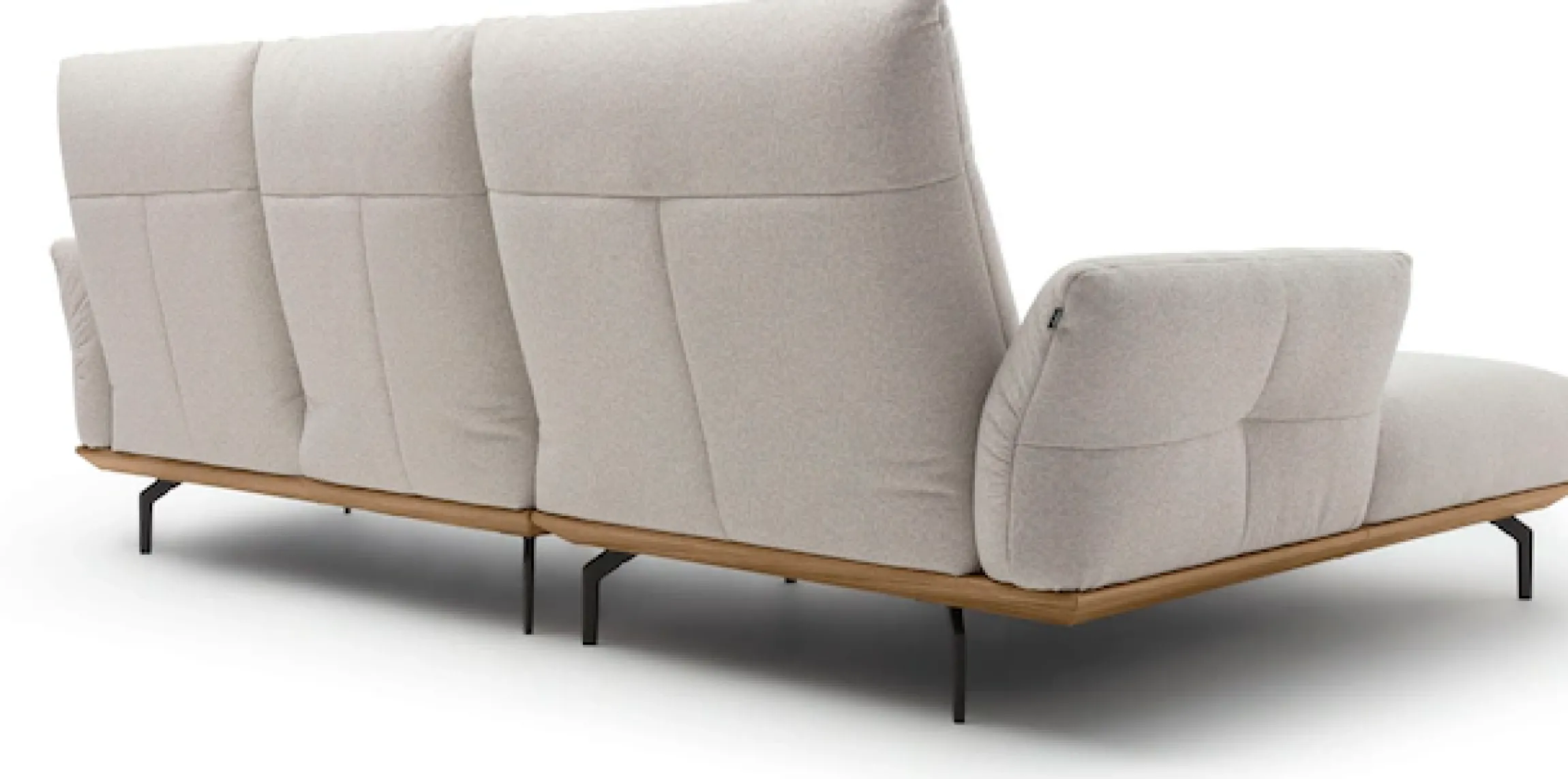 Creation BY ROLF BENZ Ecksofa »CR.460 Designsofa, verstellbare Rückenlehne, hochwertig & bequem« Sockel in Nussbaum, Winkelfüße in Umbragrau, Breite 298 cm