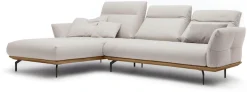 Creation BY ROLF BENZ Ecksofa »CR.460 Designsofa, verstellbare Rückenlehne, hochwertig & bequem« Sockel in Nussbaum, Winkelfüße in Umbragrau, Breite 298 cm