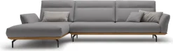 Creation BY ROLF BENZ Ecksofa »CR.460 Designsofa mit erstklassigem Sitzkomfort« Sockel in Nussbaum, Winkelfüße in Umbragrau, Breite 338 cm