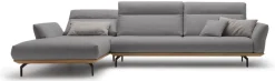 Creation BY ROLF BENZ Ecksofa »CR.460 Designsofa mit erstklassigem Sitzkomfort« Sockel in Nussbaum, Winkelfüße in Umbragrau, Breite 338 cm