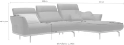 Creation BY ROLF BENZ Ecksofa »CR.460 Designsofa mit verstellbarer Rückenlehne, hochwertig & bequem« Sockel in Eiche, Alugussfüße in umbragrau, Breite 298 cm