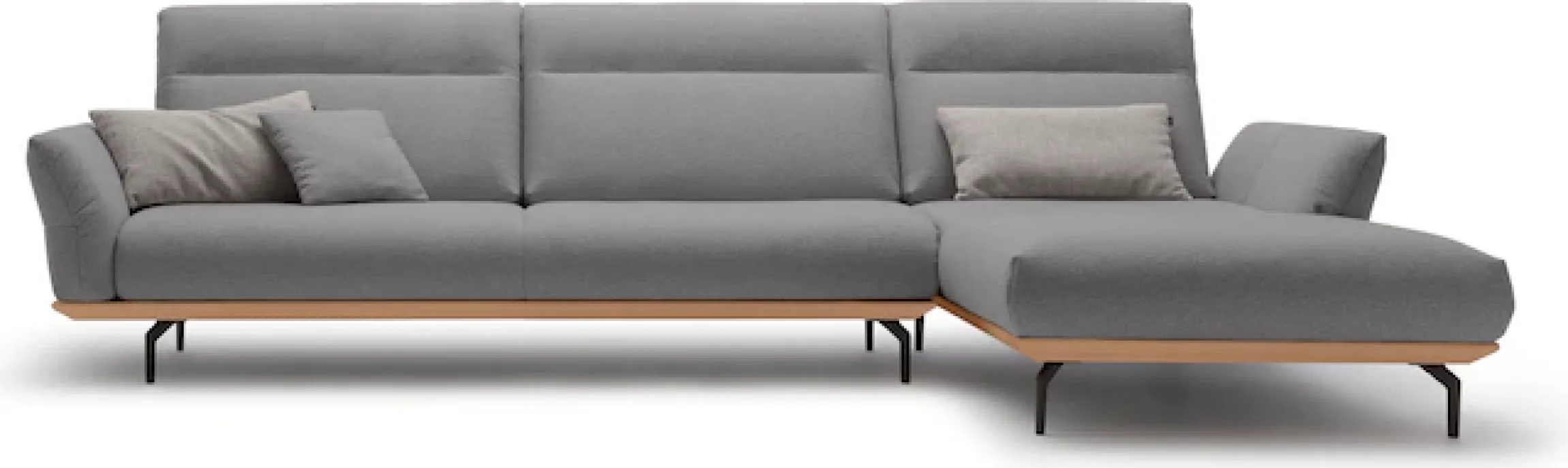 Creation BY ROLF BENZ Ecksofa »CR.460, Design-Sofa der Extraklasse, verstellbare Rückenlehne, L-Form« Sockel in Eiche, Winkelfüße in Umbragrau, Breite 338 cm