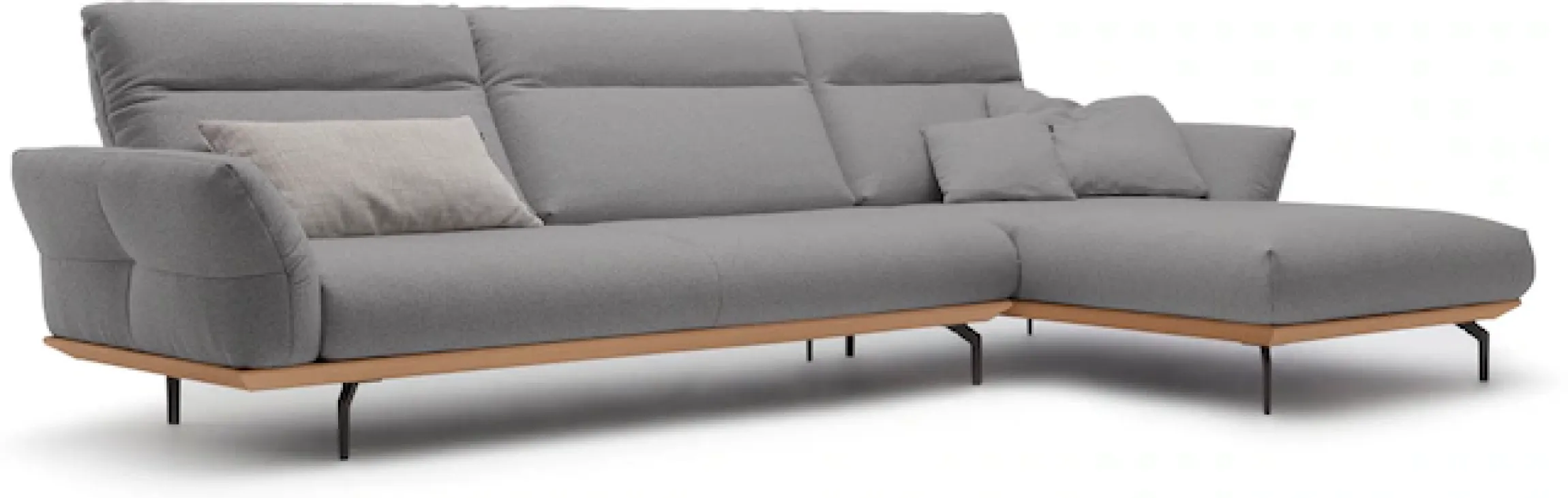 Creation BY ROLF BENZ Ecksofa »CR.460, Design-Sofa der Extraklasse, verstellbare Rückenlehne, L-Form« Sockel in Eiche, Winkelfüße in Umbragrau, Breite 338 cm