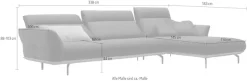 Creation BY ROLF BENZ Ecksofa »CR.460, Design-Sofa der Extraklasse, verstellbare Rückenlehne, L-Form« Sockel in Eiche, Winkelfüße in Umbragrau, Breite 338 cm