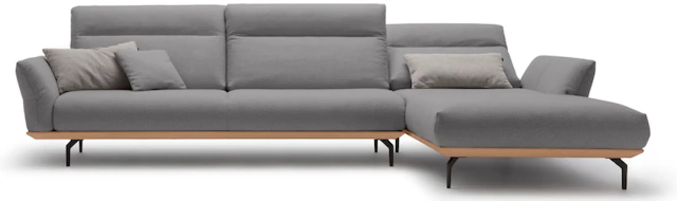 Creation BY ROLF BENZ Ecksofa »CR.460, Design-Sofa der Extraklasse, verstellbare Rückenlehne, L-Form« Sockel in Eiche, Winkelfüße in Umbragrau, Breite 338 cm