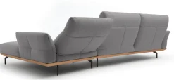 Creation BY ROLF BENZ Ecksofa »CR.460, Design-Sofa der Extraklasse, verstellbare Rückenlehne, L-Form« Sockel in Eiche, Winkelfüße in Umbragrau, Breite 338 cm
