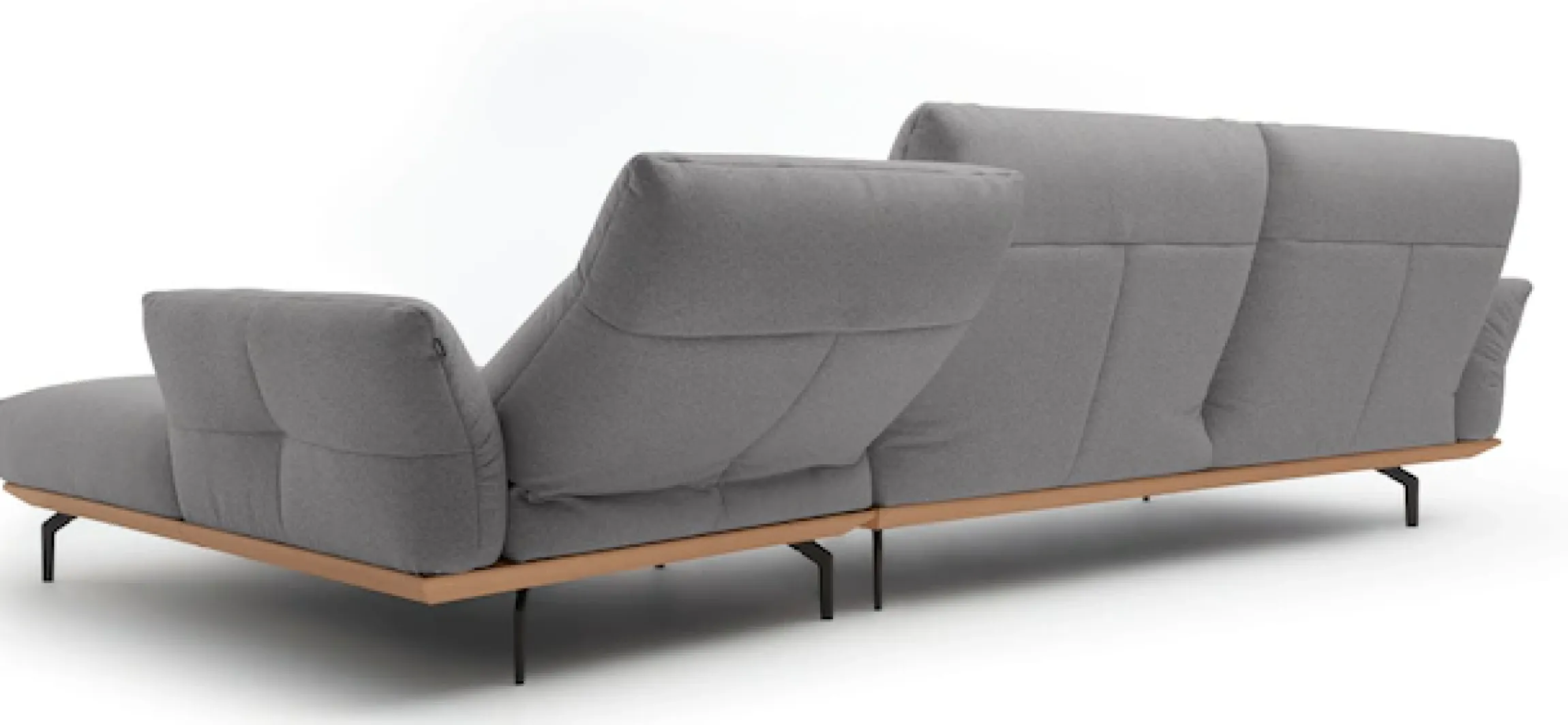 Creation BY ROLF BENZ Ecksofa »CR.460, Design-Sofa der Extraklasse, verstellbare Rückenlehne, L-Form« Sockel in Eiche, Winkelfüße in Umbragrau, Breite 338 cm
