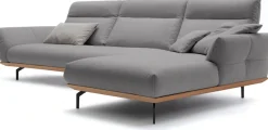 Creation BY ROLF BENZ Ecksofa »CR.460, Design-Sofa der Extraklasse, verstellbare Rückenlehne, L-Form« Sockel in Eiche, Winkelfüße in Umbragrau, Breite 338 cm